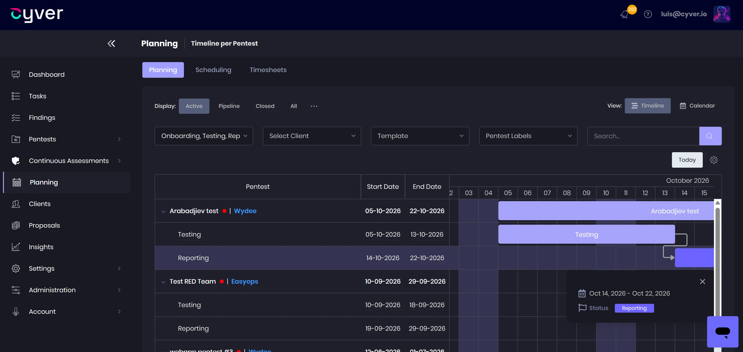 Cyver Core PTaaS: Project Planning and Scheduling
