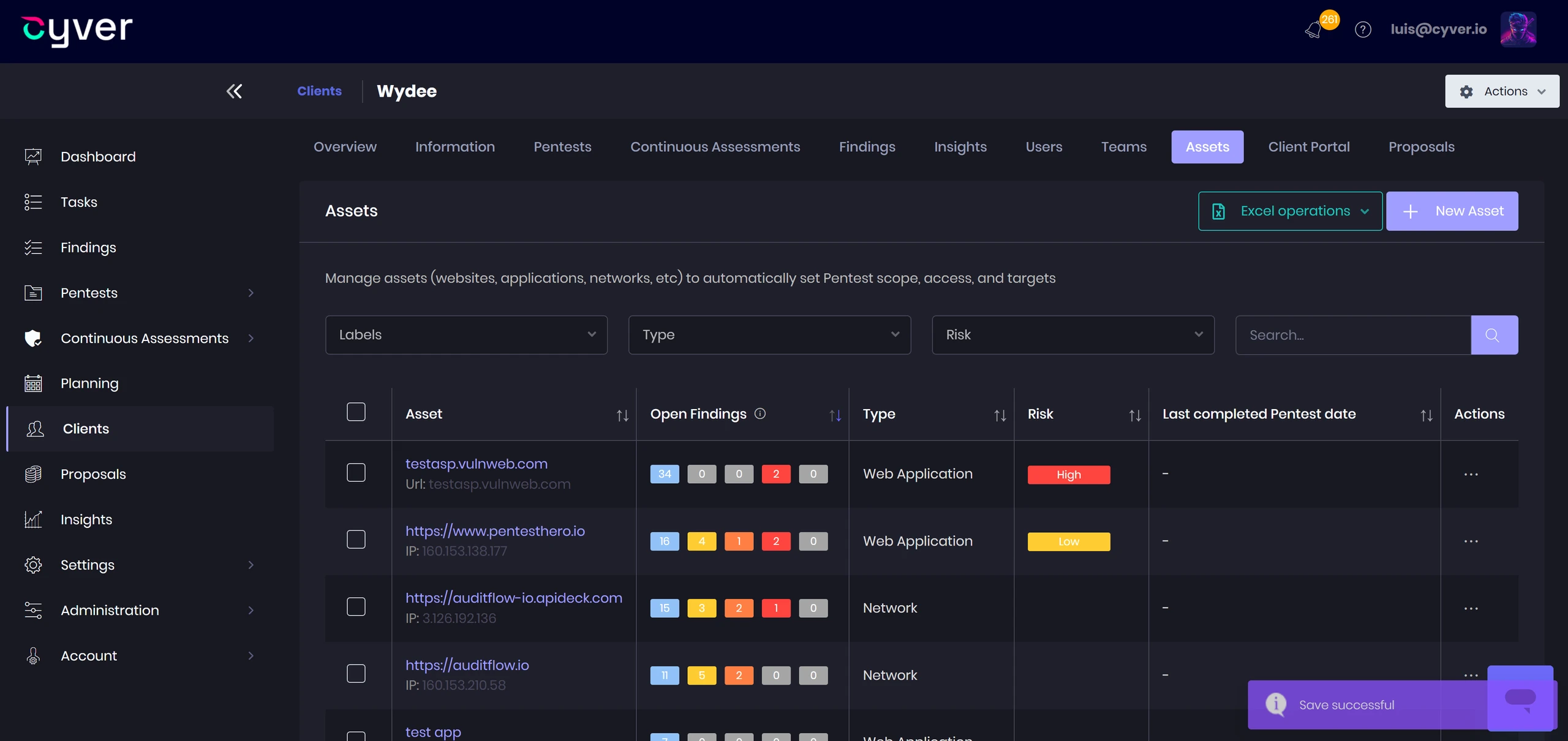 Cyver Core vulnerability management: Asset and Finding Inventory